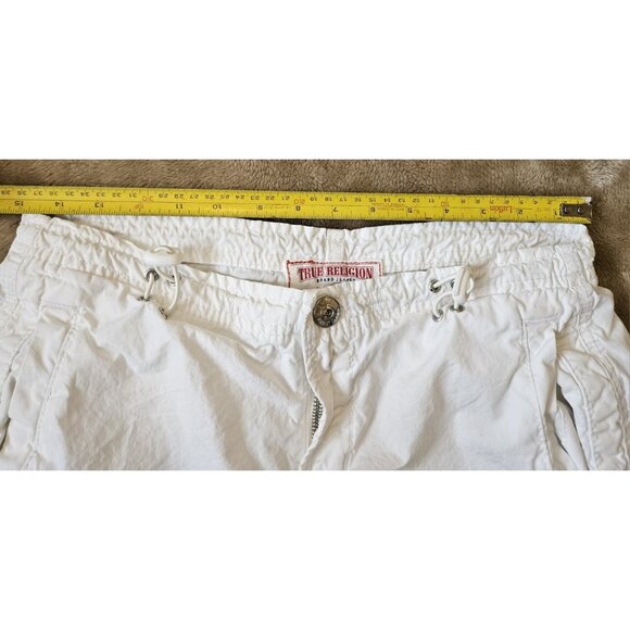 True Religion Womens Military Cargo Pants 26 White Straight Adjustable Waist/Leg - Picture 11 of 16